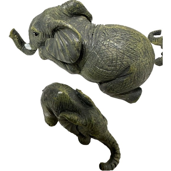 LOT Of 6 Handmade Collectible Elephant Figurines Realistic Safari Animal Decor - Picture 8 of 16